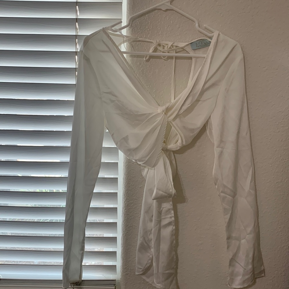 White Long Sleeve Crop Top